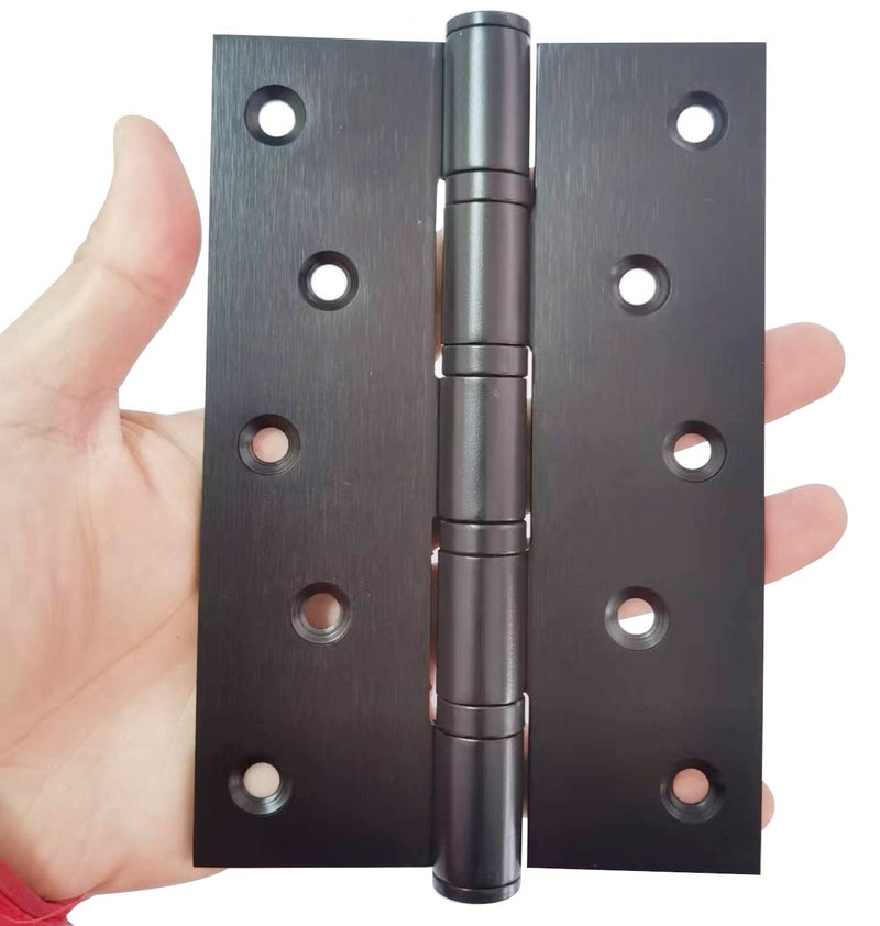 Hyever 2 Pcs 5" Stainless Steel Ball Bearing Door Hinges with Square Corner for Heavy Duty Wood Door,1/8 Inch Thickness Matte Black - Image 1